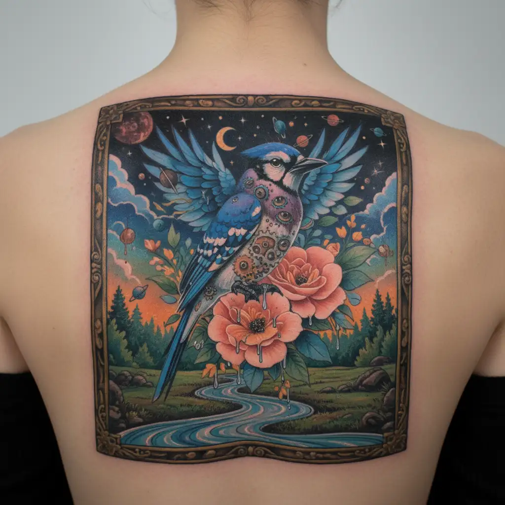 bluejay representing young love tattoo design idea