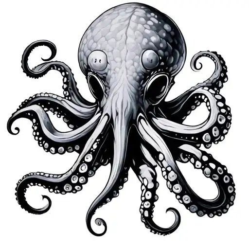 Space octopus in Gothic style for clavicles tattoo design idea