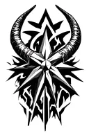 Chaos star symbol with its characteristic 8 points star shape, horns  integrated into 2 of the points, preferably top 2  tattoo design idea