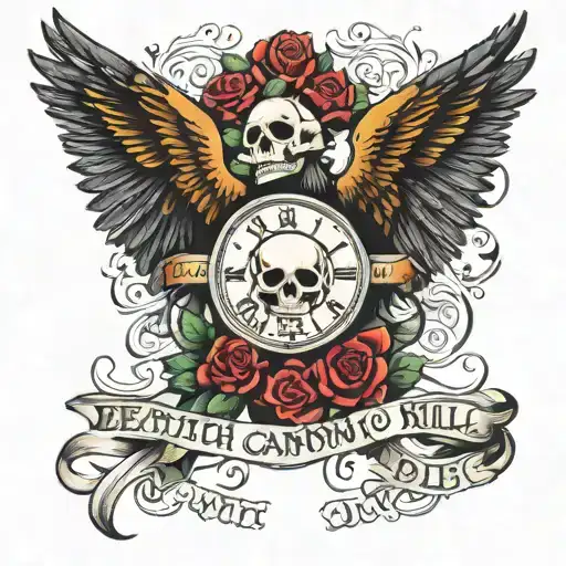 "Death cannot kill what never dies" Roman numerals 11.26.1973-7.13.2015 with eagle tattoo design idea