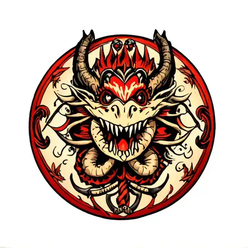 sailor jerry oroboros with pattern in center tattoo design idea