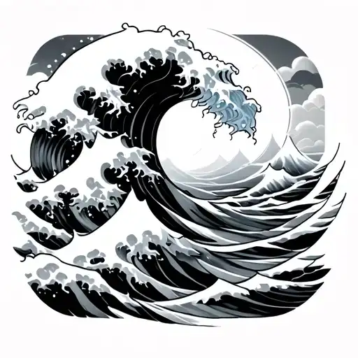 Tsunami tattoo design idea