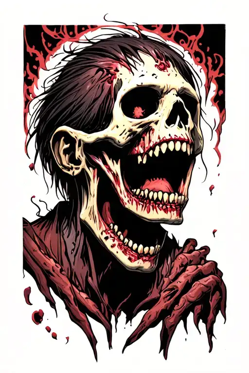 death zombie with mouth open tattoo design idea
