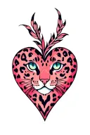 leopard print heart shape tattoo design idea