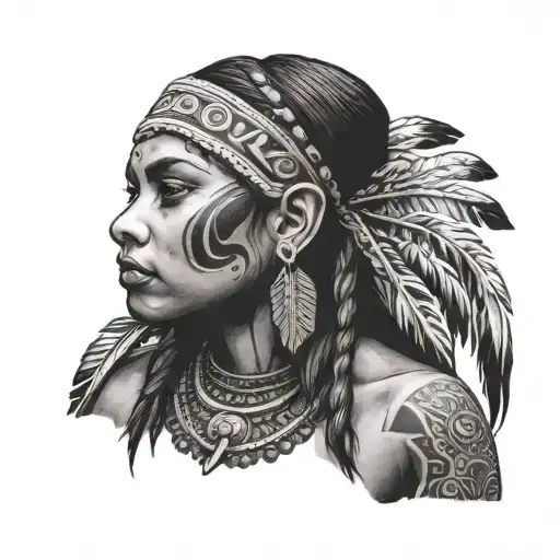 Puerto Rican Taino Indian girl tattoo design idea