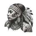 Puerto Rican Taino Indian girl tattoo design idea