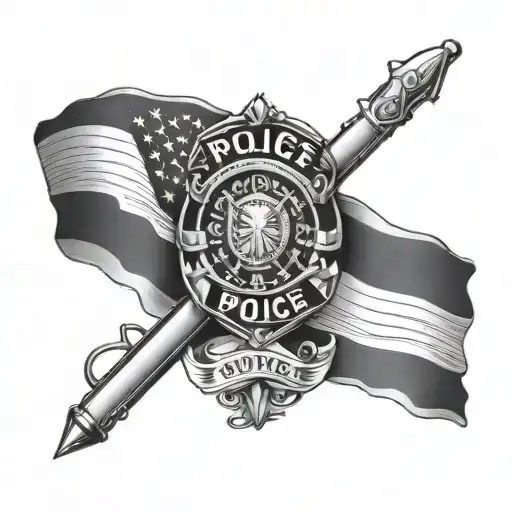 Police flag tattoo design idea