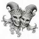 laugh now cry later masks tattoo design idea