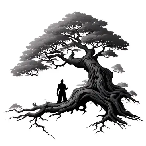 banyan-grove tree with aang from avatar tattoo design idea