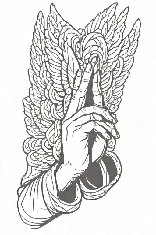 angel praying hands tattoo design idea