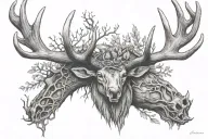 antlers with words "Asher Thomas" tattoo design idea