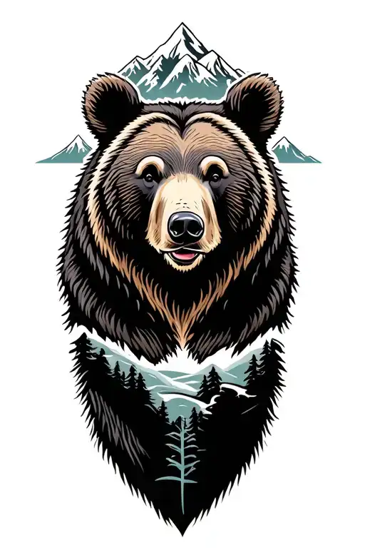 bear with Appalachian Mountains behind it  tattoo design idea