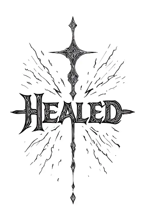 "HEALED" cross tattoo tattoo design idea