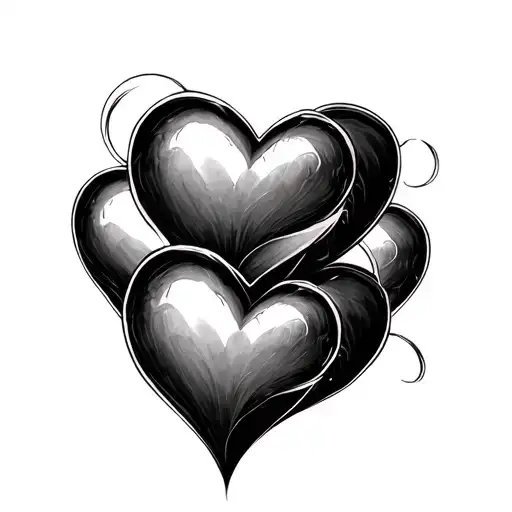 3 stacked hearts connected tattoo design idea