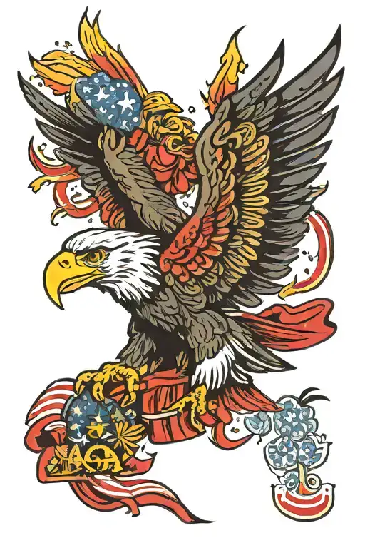 " MAGA" with fireworks and eagle tattoo design idea