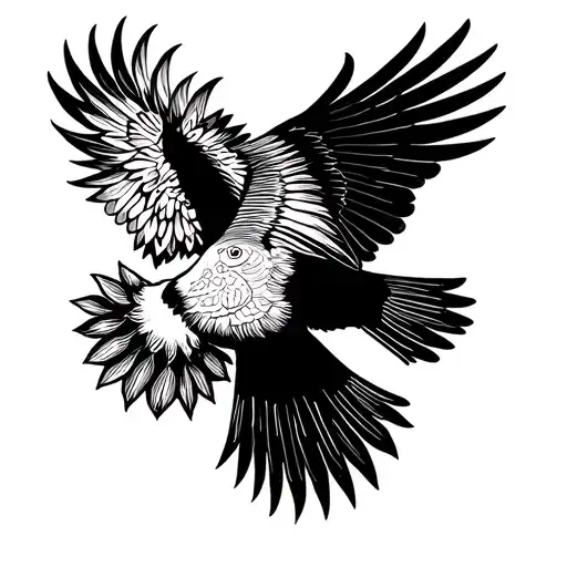 Guatemalan national bird flying away tattoo design idea