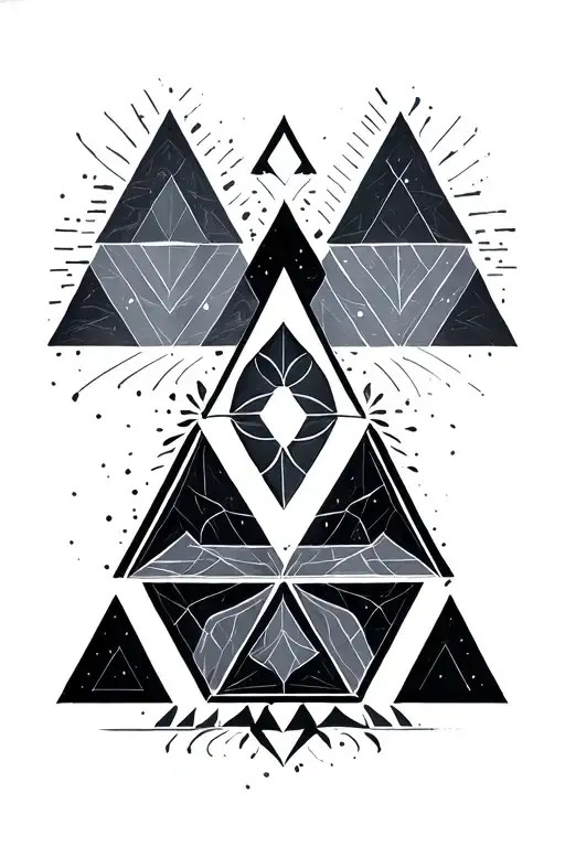 geometric repeating triforce tattoo design idea