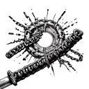 broken chain with katana tattoo design idea