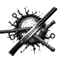 broken chain with katana tattoo design idea