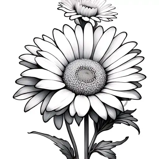 Veilchen, daisy and chrysanthemum tattoo design idea