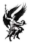 michael archangel fighting tattoo design idea