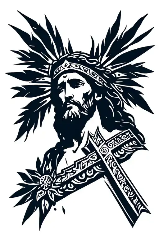 tribal samoan with cross jesus christ tattoo design idea
