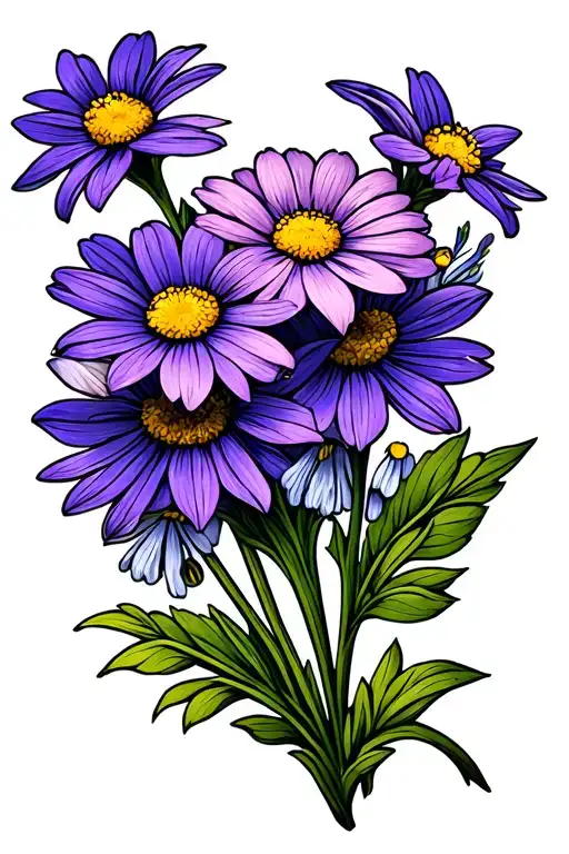daisy narcisus carnation snowdrop violet tattoo design idea