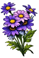 daisy narcisus carnation snowdrop violet tattoo design idea