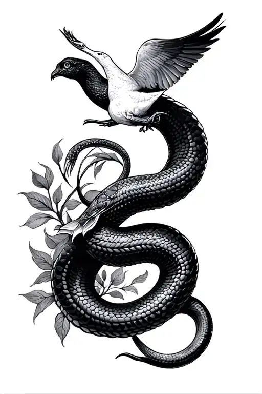 Serpent And Dove tattoo design idea