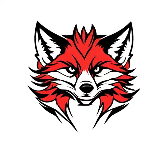 Outline of a Fox head logo. Low detail, simple design. tattoo design idea