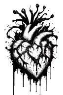 High contrast brush-like strokes dark aesthetic surrealist gothic blackwork otherworldly ornamental abstract heart tattoo design idea
