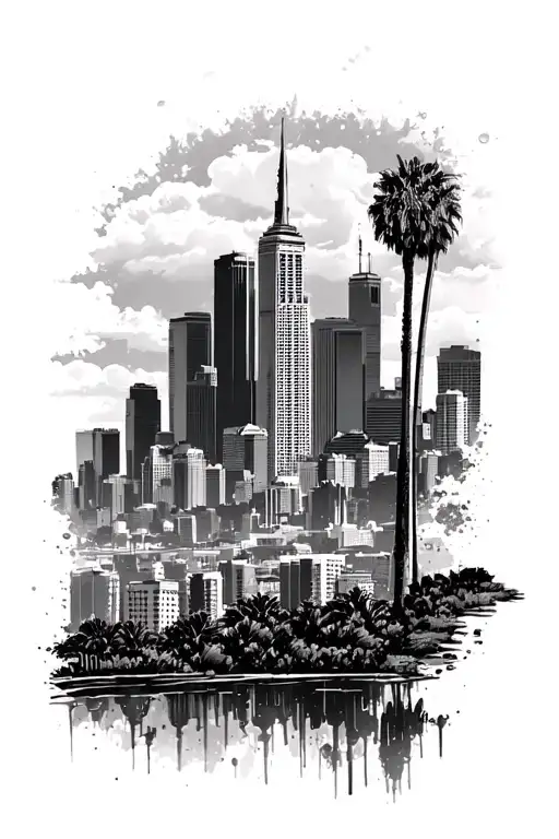 Los Angeles skyline tattoo design idea