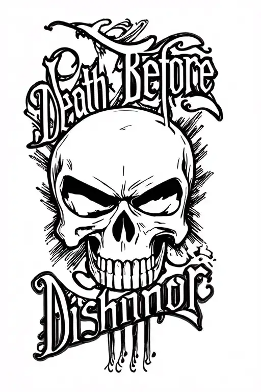 "Death Before Dishonor" punisher skull tattoo design idea