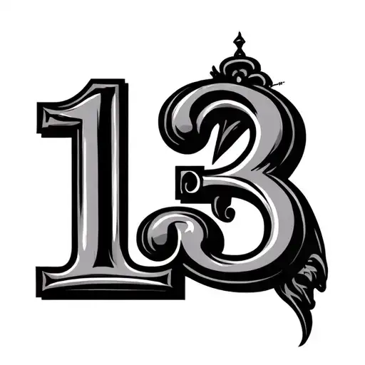 the number 13 with a bell tower shape tattoo design idea