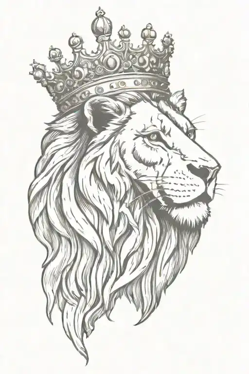 lion wearing a crown ruby stone tattoo design idea