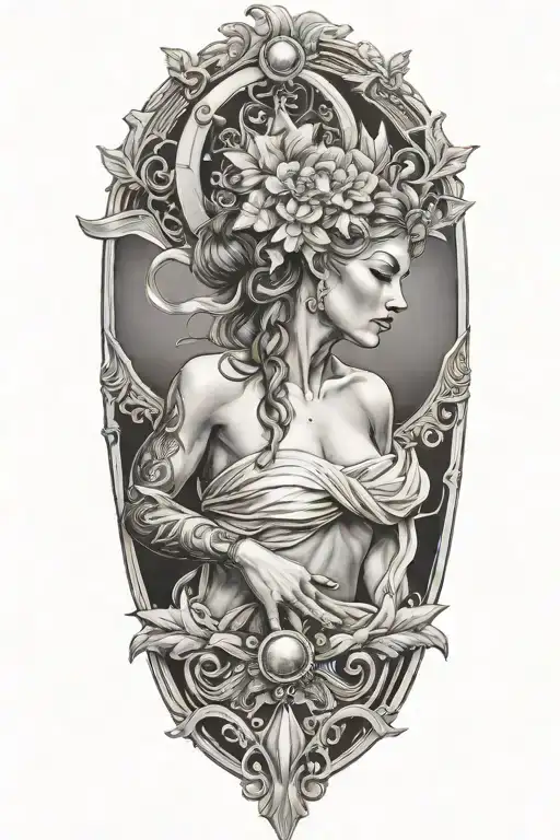 fortuna goddess sexy fit tattoo design idea
