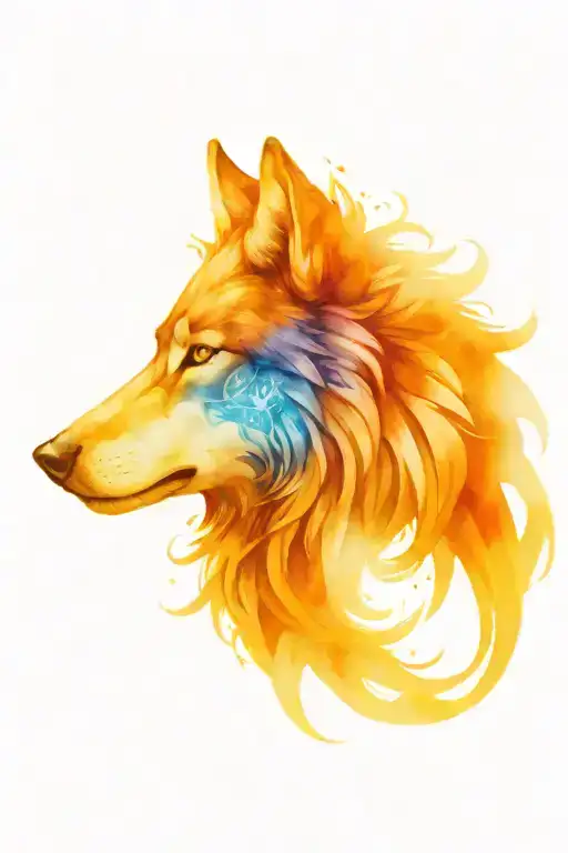 Wolf With Blue Eyes On Armor Featuring Celtic Trinity Knot  tattoo design idea