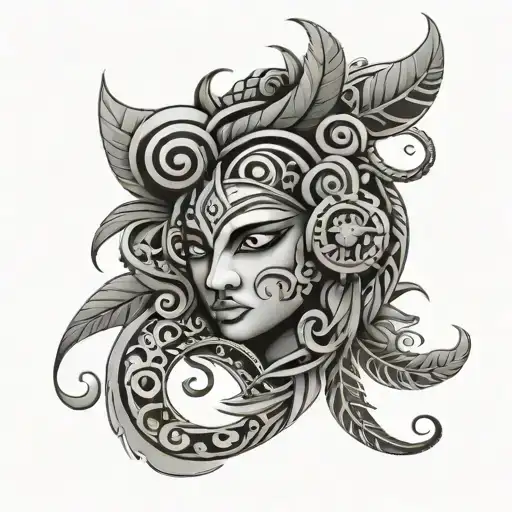  maori tribal inspired tattoo design and  anime inspired tattoo design idea