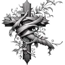 Vines and cross wrapped tattoo design idea