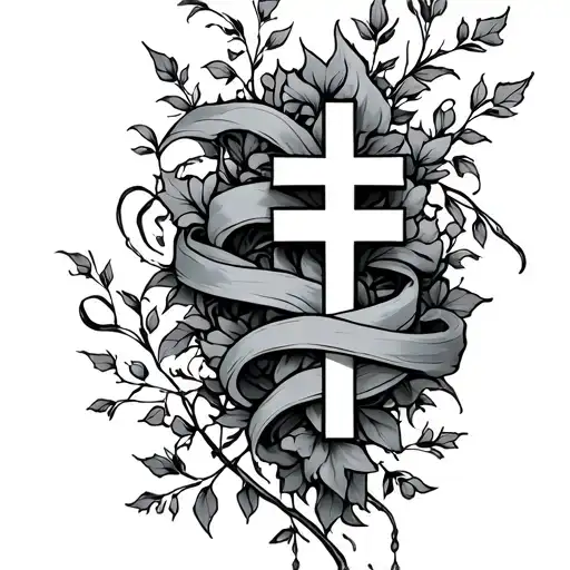 Vines and cross wrapped tattoo design idea