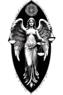 mandala angel holding scales balancing life tattoo design idea