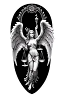 mandala angel holding scales balancing life tattoo design idea