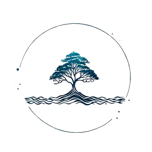 ocean theme family tree tattoo design idea