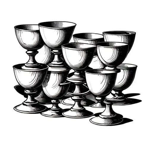 The Arch of Cups of 10 of Tarot Cups. Only the arc in an elegant style with fine lines tattoo design idea