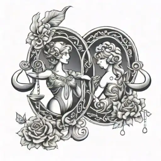 Libra & Aries zodiac symbol tattoo design idea