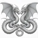 two-headed dragon  fighting with himself tattoo design idea