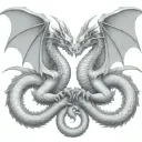 two-headed dragon  fighting with himself tattoo design idea