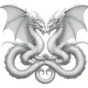 two-headed dragon  fighting with himself tattoo design idea