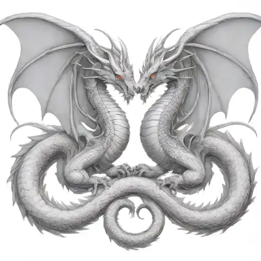 two-headed dragon  fighting with himself tattoo design idea