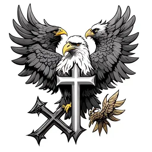 Maltese cross and eagle  tattoo design idea
